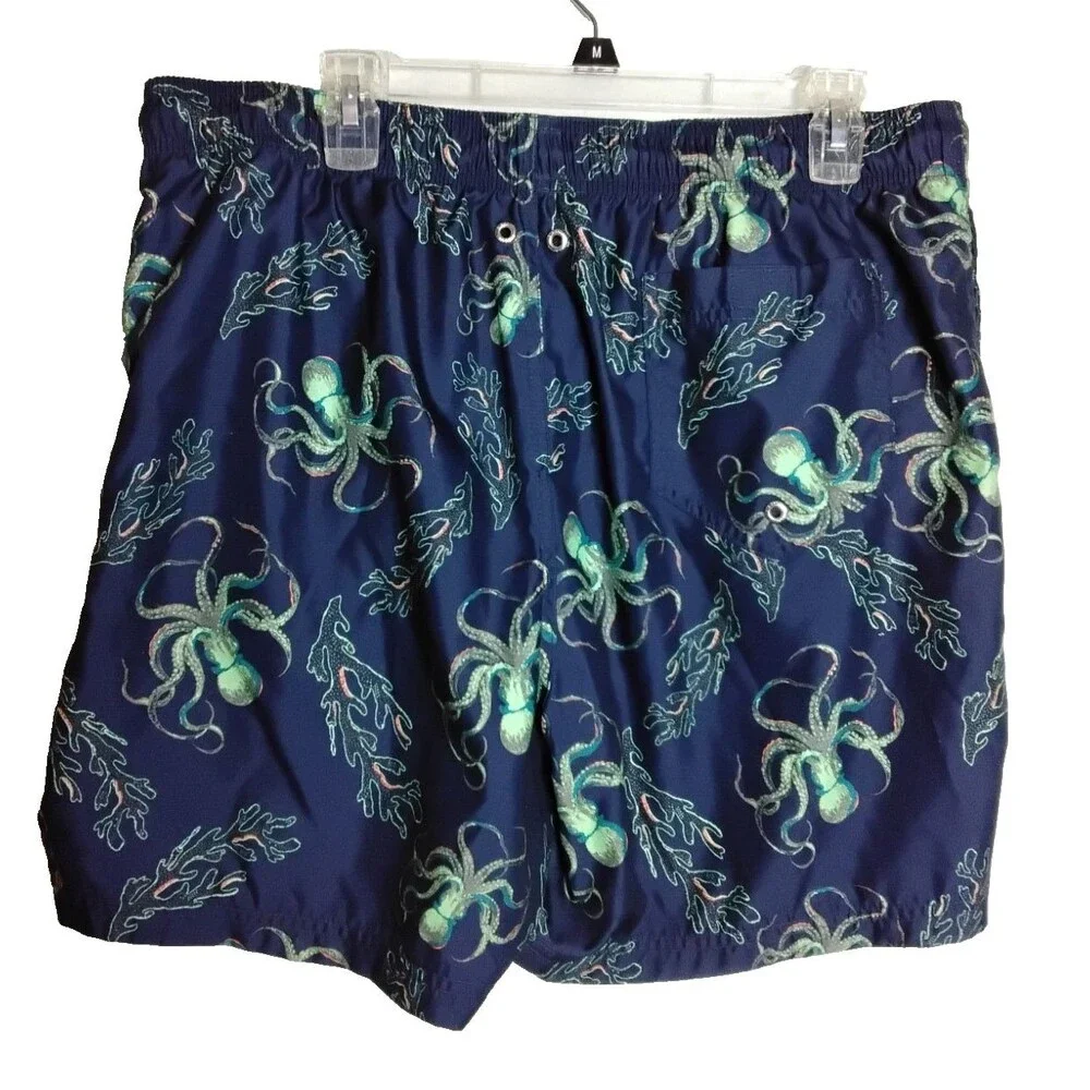 Lands End Men’s Swim Trunks Suit  Size Large With Octopus Drawstring Pockets